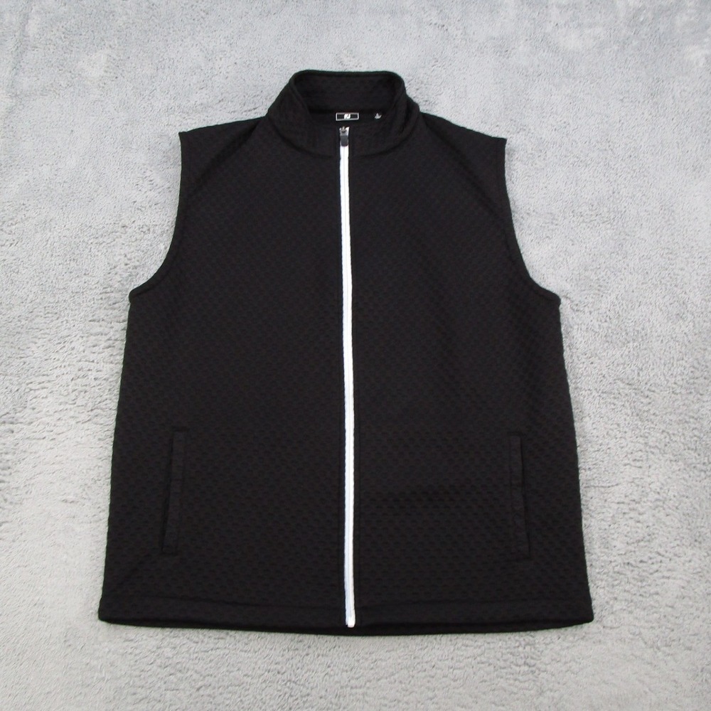 FootJoy FJ Golf Vest Mens Large Black Textured Waffle Knit Full Zip 35195